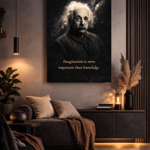 Plakat z portretem Alberta Einsteina | Legendarny fizyk | Dekoracja ścienna z motywem nauki i geniuszu | Ponadczasowy, intelektualny wydruk