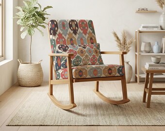 Coastal Home Decor, Kilim Fabric, Side Chair, Garden Seater, Handmade Armchair, Kilim Print Chair, Custom Furniture