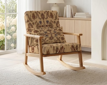 Boho Accent Chair, Kilim Print Chair, Backyard Seating, Durable Armchair, Kilim Chair, Porch Decor, Reading Armchair