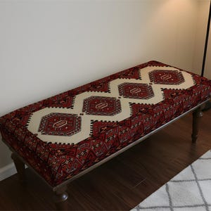Banco versátil, decoración turca, estilo kilim, pieza para el hogar, banco decorativo, banco moderno, concepto de hogar, banco cómodo, hogar ecológico