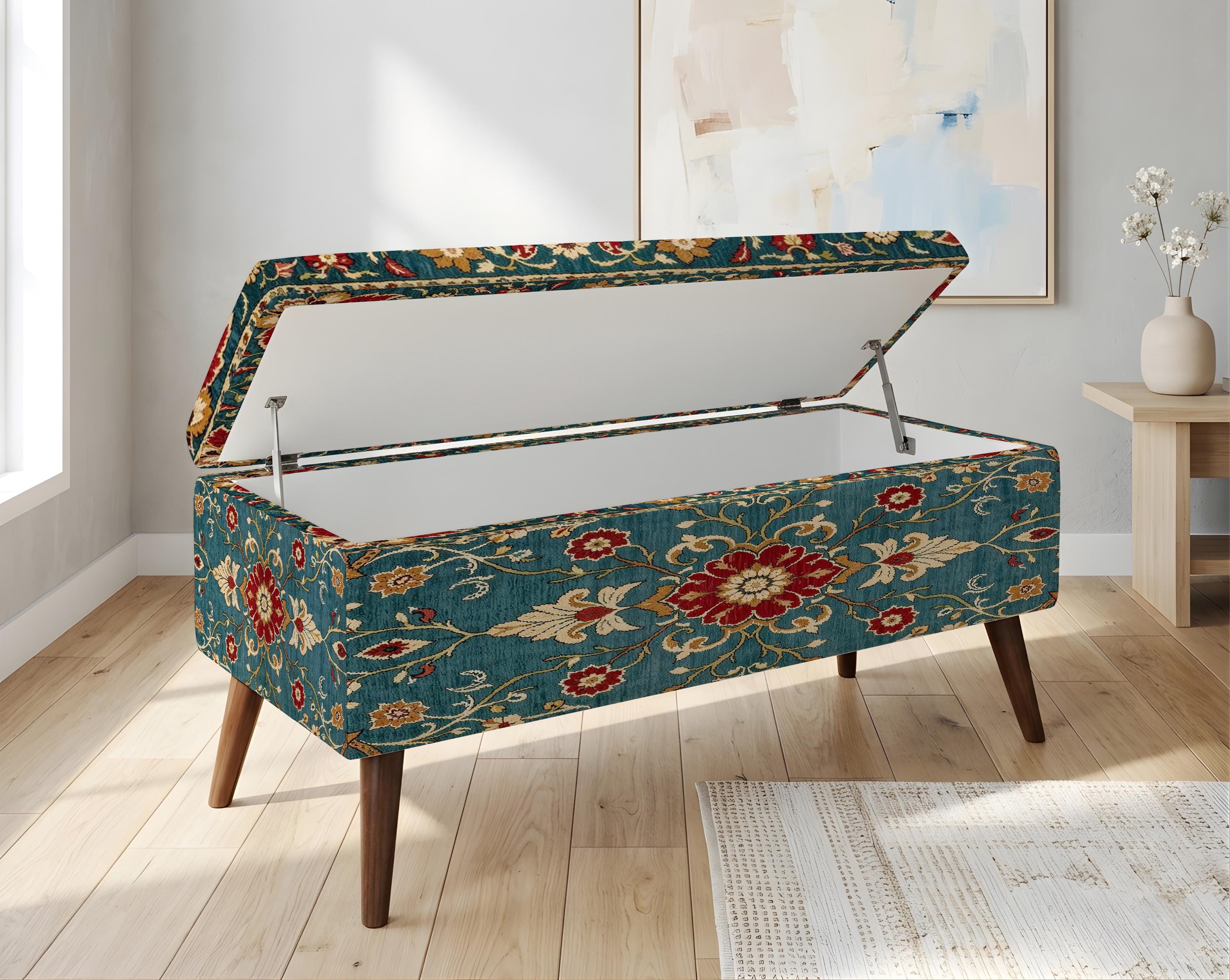 Bed End Bench, Wooden Storage Seat, Storage Bench Seat, Nursery Bench ...