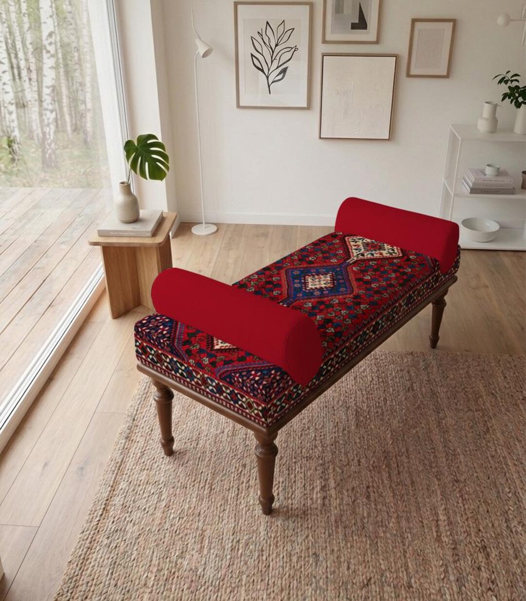 Bumpy Textured Bench Design Hallway Bench, Soft Texture Bench, Gift for New Home, Rustic Boho Decor ...
