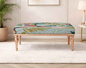 home furniture, boho gift, comfortable seat, boho entryway, foam cushion, heavy duty bench, home decor bench, handcrafted bench