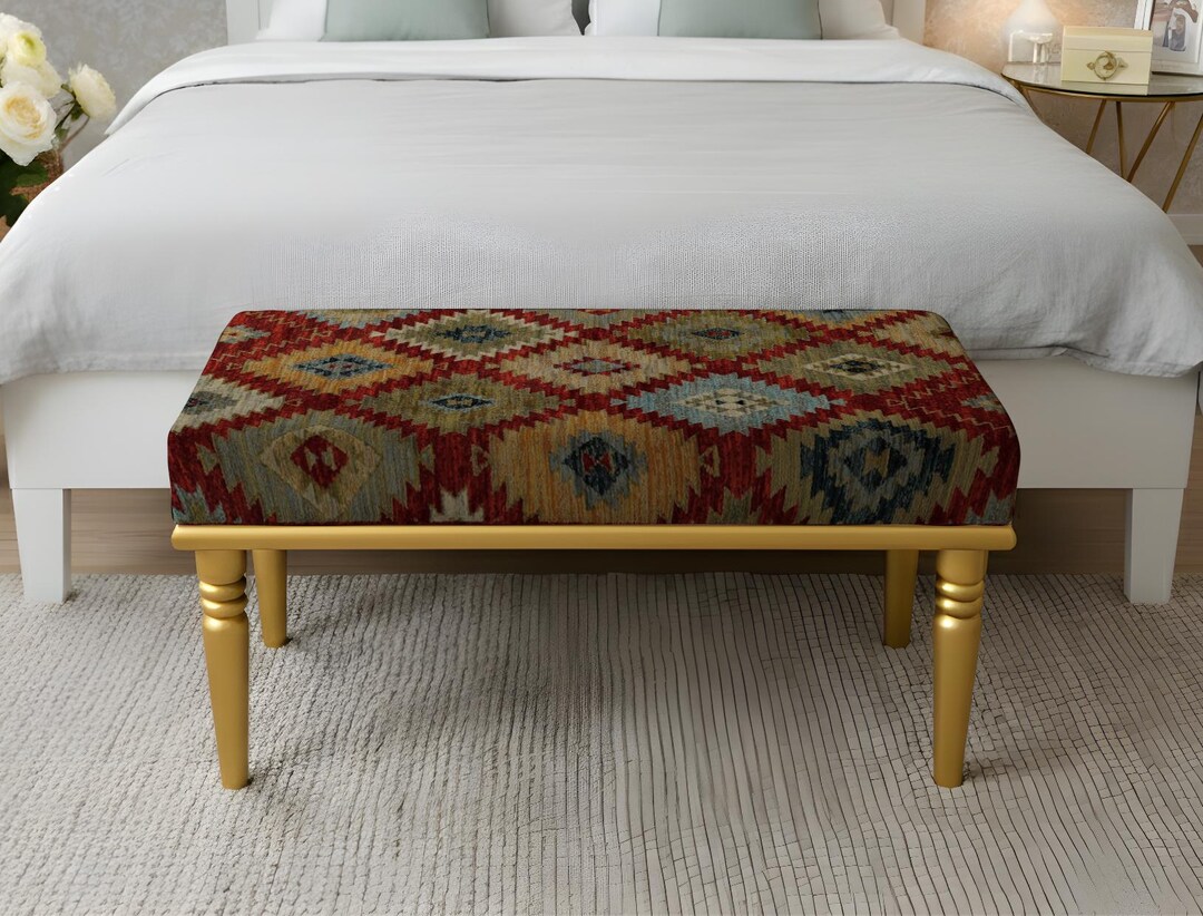 Solid Wood Bench, Cozy Seating, Vibrant Decor, Home Accents, Bedroom ...