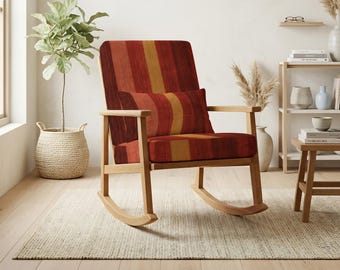 Reading Seater, Rocking Chair, Upholstered Seating, Home Seating, Custom Decor, Balcony Furniture, Wooden Glider Seat