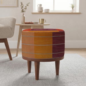 Taburete portátil, banco de decoración tribal, banco artesanal moderno, pieza decorativa única, otomana resistente, mueble funcional