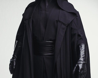 Darth Maul Cosplay Costume |  Star Wars inspired Sith Lord Halloween Men's Outfit | Black Dark Jedi Full Cloak Set