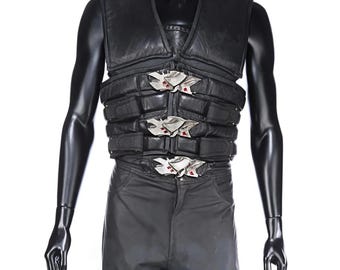 Blade Inspired Vampire Hunter Leather Vest | Cosplay Costume Pockets & Real Tactical Buckles Halloween Costume