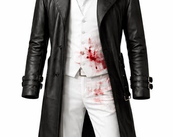 Handmade Resident Evil Requiem Zeno Black Leather Coat - RE9 Zeno Cosplay Gamer Inspired Costume