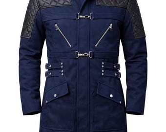 DMC Devil May Cry 5 Style Nero Blue Trench Coat Jacket | Halloween Hooded Jacket Gift For Him