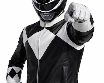 Ranger Inspired Cosplay Jacket, Power Rangers Mighty Billy Cranston Leather Costume Jacket