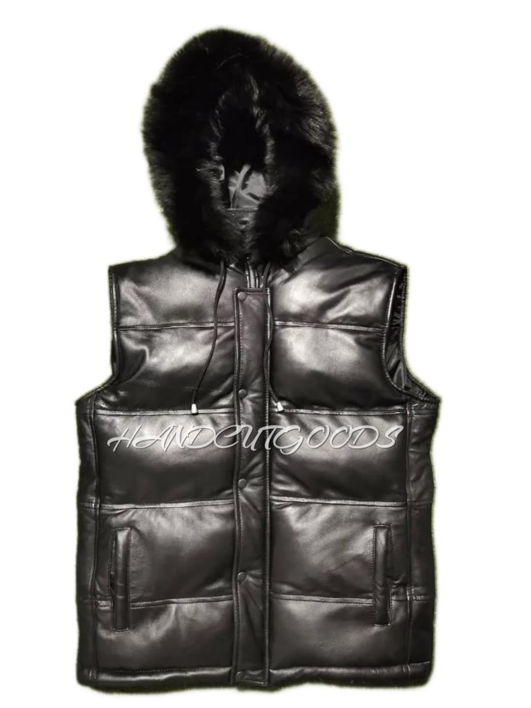 Hooded Puffer Black Vest With Bear Ears