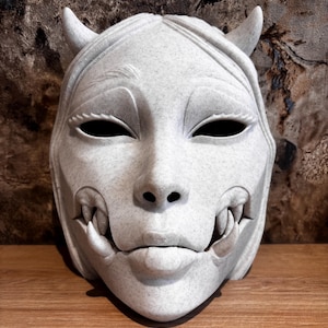 Masque démon japonais articulé, Oni en marbre 3D, cosplay, dekoration gothique, samling unik, mâchoire articulée, scarey, handgjord