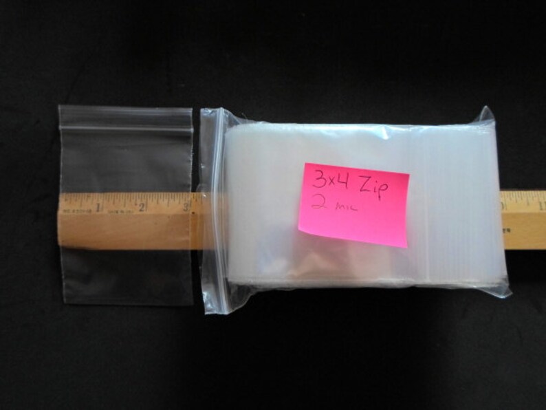 Plastic Bags 3 X 4 Inch Zip Close 2 Mil Thick 100 Etsy