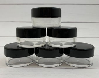 10 ml Clear Plastic Jars With Black Lids | Polystyrene | Set of 6