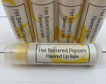 Hot Buttered Popcorn Flavored Lip Balm | Hot Buttered Popcorn Lip Balm | Gift for Teen | Gift for Him | Stocking Stuffer | Gift Under 5