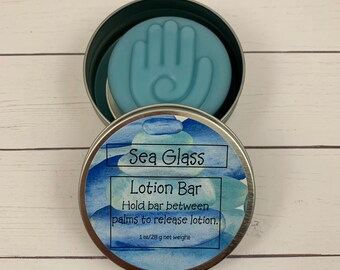 Lotion Bar in Tin Scented in Sea Glass | Gift for Her | Teacher Gift | Hostess Gift | Gift Basket Filler | Stocking Stuffer | Gift for Him