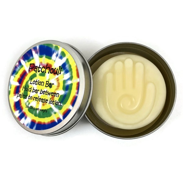 Patchouli Scented Solid Lotion Bar in Tin | Solid Hand Lotion | Gift for Her | Gift for New Mom | Mother's Day Gift | Stocking Stuffer