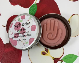 Apple Cider Scented Lotion Bar in Tin | Gift for Teacher | Shower Gift | Fall Party Favor | Bridesmaid Gift