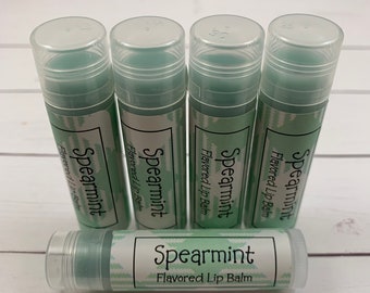 Spearmint Flavored Lip Balm | With Shea Butter Vitamin E Beeswax | Gift For Her | Gift for Him | Stocking Stuffer