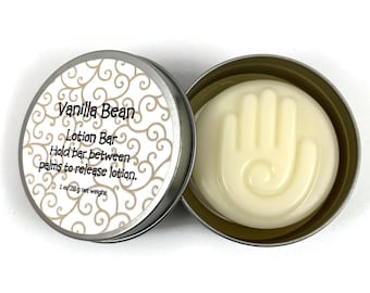 Vanilla Bean Lotion Bar | Solid Lotion Bar in a Tin | Hand Balm | Bridesmaid Gift | For Her | Stocking Stuffer | Shower Favor