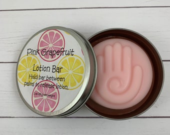 Pink Grapefruit Lotion Bar ONE Lotion Bar in Tin | Gift for Her | Citrus Lotion Bar | Stocking Stuffer | Party Favor | Bridesmaid Gift