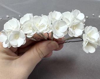 Horquillas de novia blancas hechas a mano, accesorios románticos para bodas.