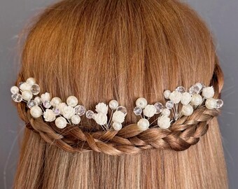 Bridal Pearl Flower Hair Pins: Baby’s Breath Hair Piece
