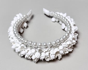 White Flower Communion Wreath Girls' First Holy Communion Hair Crown