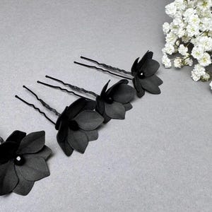 Bridal flower hair pins, Black floral piece
