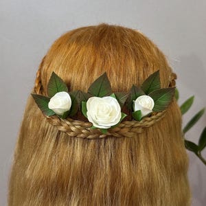 Wedding hair piece Rose white flower pins headpiece