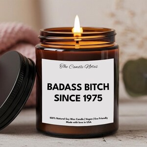 Funny 50th Birthday Gift, Mother Birthday Gift, Badass Bitch Since 1975, Funny Birthday Candle, 50 Birthday Gift For Friend, Gift For Her