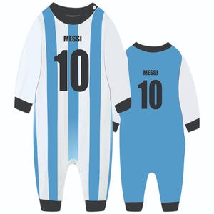 Combi-short champion Messi 10 de l'équipe de football, cadeau Ester, barboteuse bébé Lionel Messi, cadeau d'anniversaire et cadeau de Noël