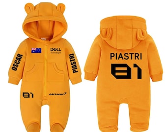 Oscar Piastri 81 Baby suit | F1 McLaren gift | Cotton romper