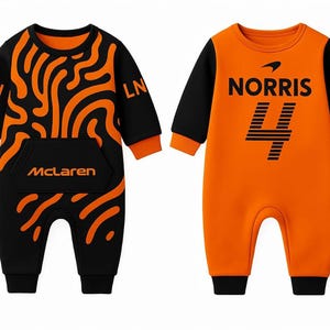 Combinaison bébé Lando Norris, barboteuse bébé Lando Norris, cadeau ester, combinaison bébé ln4, cadeau F1, vêtement F1, cadeau d&#39;anniversaire cadeau d&#39;anniversaire, cadeau de Noël