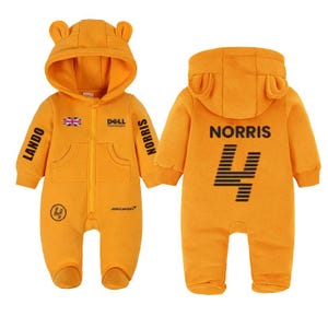 Combinaison bébé Lando Norris 4, barboteuse bébé Lando Norris, cadeau ester, costume bébé en coton, barboteuse bébé McLaren, cadeau d&#39;anniversaire cadeau d&#39;anniversaire, cadeau de Noël