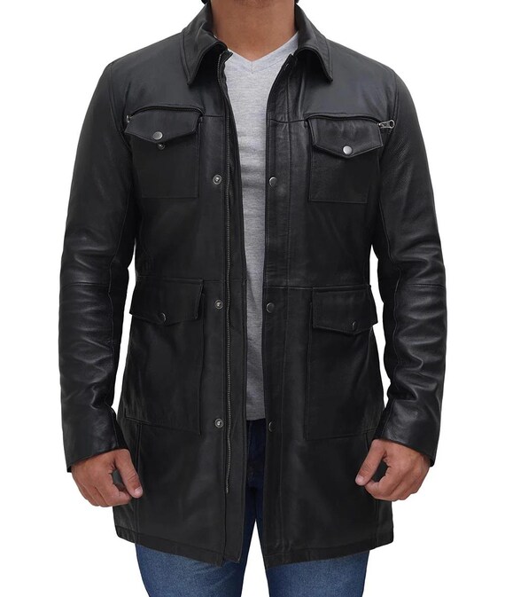 Men's Real Leather Quilted Jacket  Motorcycle Biker Coat, Bluff Member  Style - Etsy