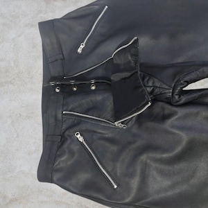 Mens Real Leather Pants Punk Kink Jeans Trousers BLUFF Gay Style Bikers Breeches Cuir - Leather Pant, Men Black Sheepskin Leather Jeans Size