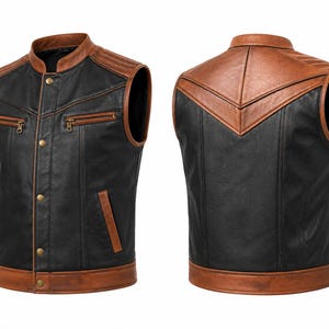 Motorcycle Leather Vest, Vintage Cowboy Vest, Premium Genuine Leather Riding Waistcoat