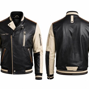 Custom Leather Jacket Men, Personalized Logo Embroidery Patches, Customized Color Genuine Leather Jackets
