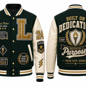 Personalized Letterman Jacket, Custom College Varsity Jacket, Football Team Jacket, Embroidered Logo, Chenille Patch