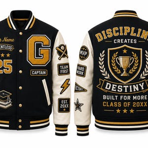 Personalized Varsity Jacket, Custom Letterman Jacket, Football Jacket, Embroidered Logo, Custom Name Sleeve Patches