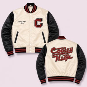 Cooley High 1975 Satin Jacket, Vintage Movie-Inspired Satin Bomber Jacket, Retro Varsity Jacket
