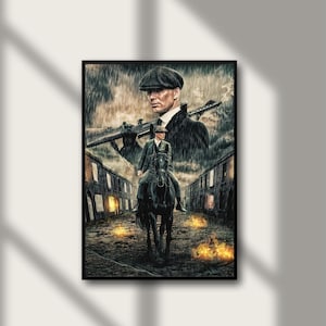 Rustic Peaky Blinders Wall Art - Cool Gangster Art Print for Home, Canvas Print Mafia Art for Man Cave, Gift for Him, Movie wall art