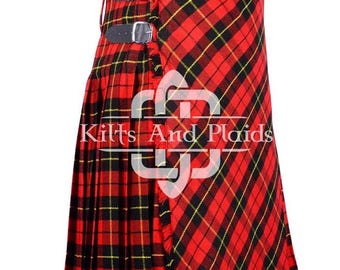 WALLACE Modern Tartan 8 Yard Highlander Kilt für Herren Kreuz Schürze Front - 16 Oz Tartan - Made to Order Herren Bias Schürze Kilts
