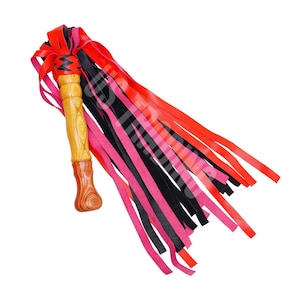 Leather Flogger with Wooden Handle – Sensory Play & Impact Play Whip