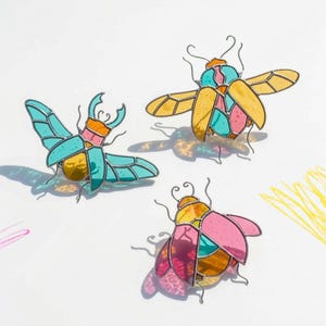Stained Glass Patterns for Beginners - 3 Flying Bug Designs in PNG & PDF