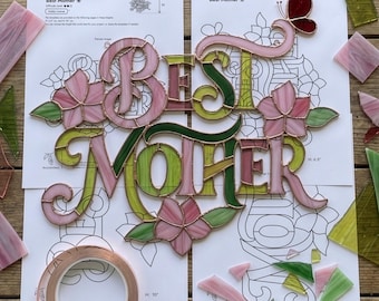 Best Mother Stained Glass Pattern | Mother's Day Gift DIY | Floral Suncatcher PDF & PNG