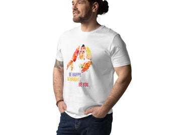 Unisex organic cotton t-shirt - Hand-Drawn Crab Pattern, Summer Coastal T-Shirt