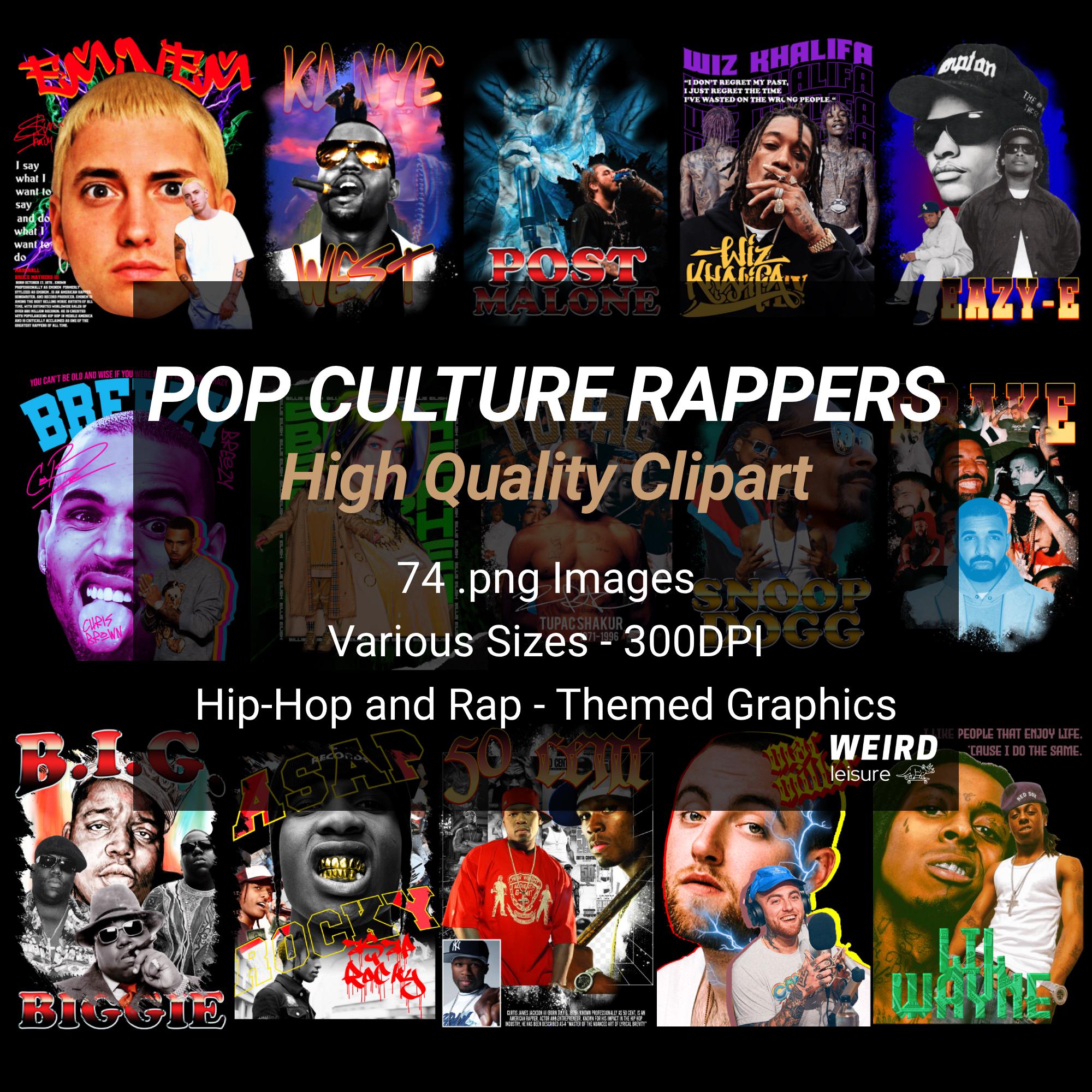 American Rappers Design 74 Pop Culture Rappers Design Bundle, High Quality PNG, Instant ...